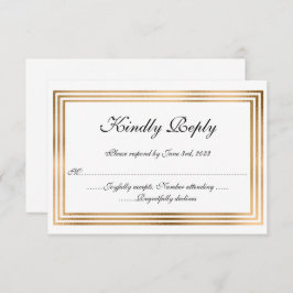 Elegante tarjeta RSVP de boda con borde de Relieve