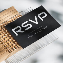 Elegante tarjeta RSVP de Boda con escritura blanca
