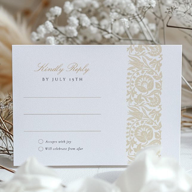 Elegante tarjeta RSVP de Boda con Flores de Marfil (Subido por el creador)