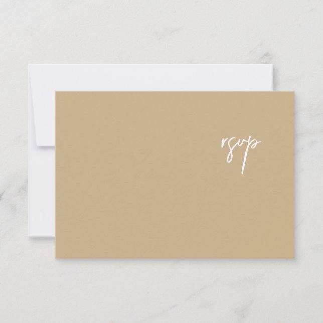 Elegante Tarjeta RSVP de Boda con Guión de Oro (Anverso)
