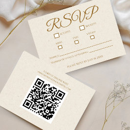 Elegante Tarjeta RSVP de Boda con Guión de Oro