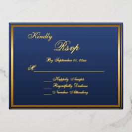 Elegante Tarjeta RSVP de Boda con Guión de Oro Clá