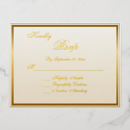 Elegante Tarjeta RSVP de Boda con Guión de Oro Clá