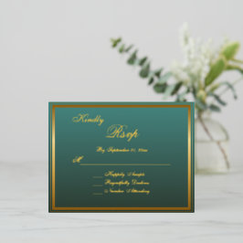 Elegante Tarjeta RSVP de Boda con Guión de Oro Clá