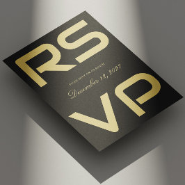 Elegante Tarjeta RSVP de Boda con guión dorado en