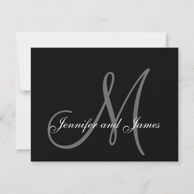 Elegante tarjeta RSVP de boda con monograma (Anverso)