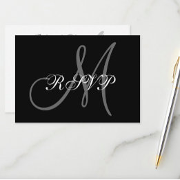 Elegante tarjeta RSVP de boda con monograma