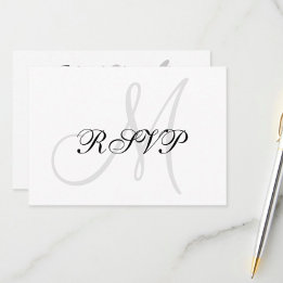 Elegante tarjeta RSVP de boda con monograma