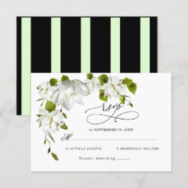 Elegante tarjeta RSVP de Boda con vegetación de or