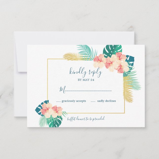 Elegante tarjeta RSVP de Boda de Boda de Hawái de  (Anverso)