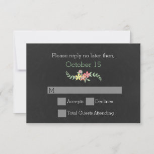 Elegante tarjeta RSVP de Boda de Chalkboard Vintag