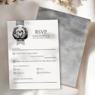 Elegante tarjeta RSVP de Boda de Cisne   Blanco y 