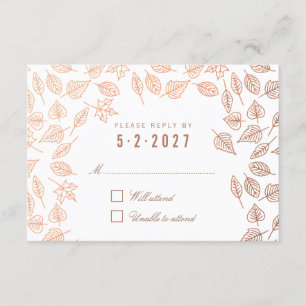 Elegante Tarjeta RSVP de Boda de Cobre en Otoño