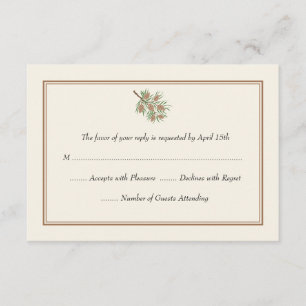Elegante tarjeta RSVP de Boda de Cono de Pino