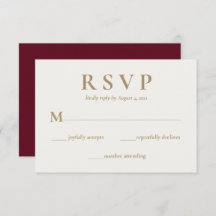 Elegante tarjeta RSVP de Boda de Crema Borgoña