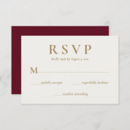 Elegante tarjeta RSVP de Boda de Crema Borgoña