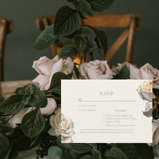 Elegante tarjeta RSVP de boda de crema de rosa bla (Subido por el creador)