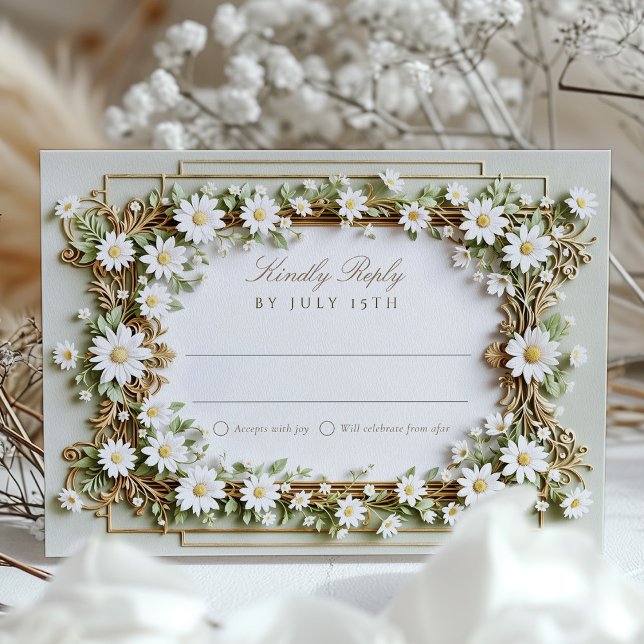 Elegante Tarjeta RSVP de Boda de Daisy (Subido por el creador)
