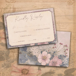 Elegante Tarjeta RSVP de Boda de Diamante Antigua 