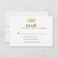 Elegante tarjeta RSVP de Boda de Flores Lotus