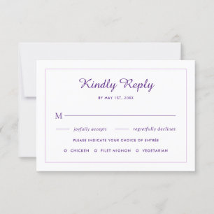 Elegante tarjeta RSVP de boda de flores moradas os