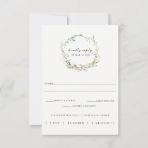 Elegante Tarjeta RSVP de Boda de flores silvestres