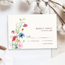 Elegante Tarjeta RSVP de Boda de Flores Silvestres