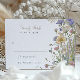 Elegante Tarjeta RSVP de Boda de Flores Silvestres