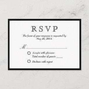 Elegante tarjeta RSVP de boda de frontera negra