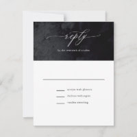 Elegante tarjeta RSVP de Boda de Gótico Negro Glam