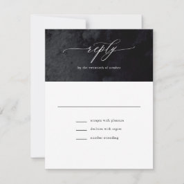 Elegante tarjeta RSVP de Boda de Gótico Negro Glam