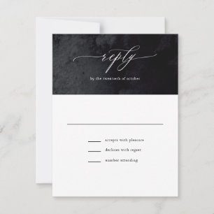Elegante tarjeta RSVP de Boda de Gótico Negro Glam