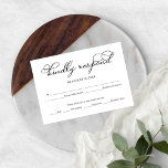 Elegante Tarjeta RSVP de Boda de Guión Negro<br><div class="desc">Elegante Tarjeta RSVP de Boda de Guión Negro</div>