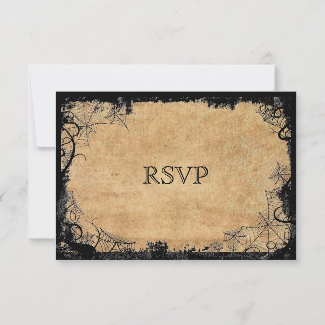 Elegante tarjeta RSVP de boda de Halloween (Reverso)