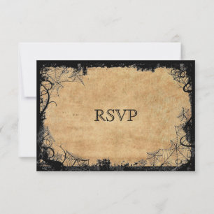 Elegante tarjeta RSVP de boda de Halloween
