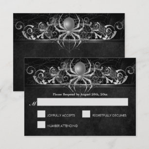 Elegante tarjeta RSVP de boda de Halloween