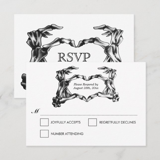 Elegante tarjeta RSVP de boda de Halloween (Anverso / Reverso)