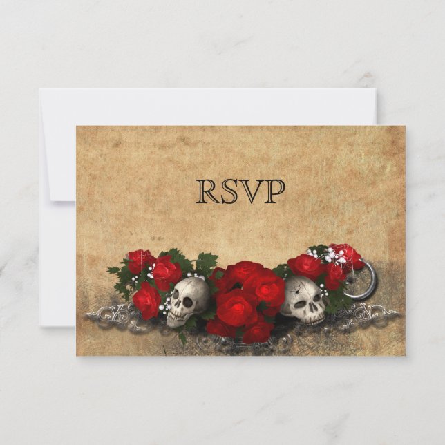 Elegante tarjeta RSVP de boda de Halloween (Reverso)