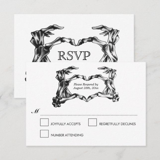 Elegante tarjeta RSVP de boda de Halloween (Anverso / Reverso)