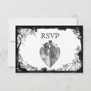Elegante tarjeta RSVP de boda de Halloween