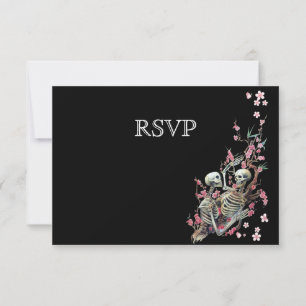 Elegante tarjeta RSVP de boda de Halloween