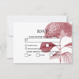 Elegante tarjeta RSVP de Boda de Hidrangea Borgoña