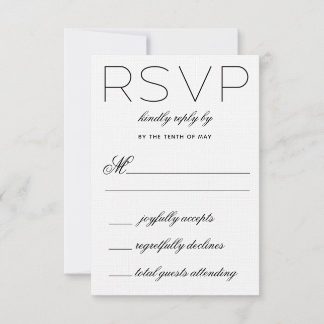 Elegante tarjeta RSVP de boda de Iniciales (Anverso)