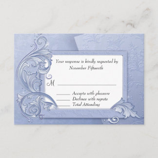 Elegante tarjeta RSVP de Boda de Invierno Azul Cri