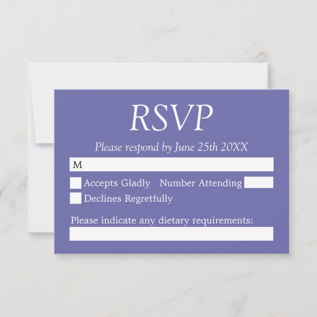 Elegante tarjeta RSVP de boda de lavanda (Anverso)