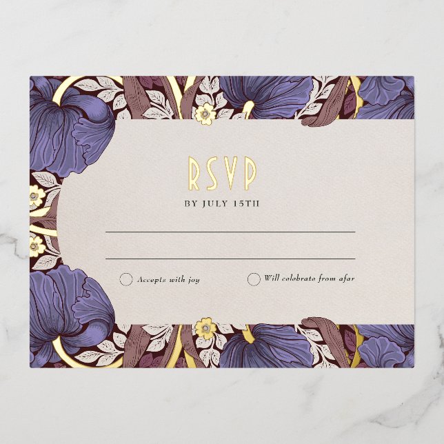 Elegante Tarjeta RSVP de Boda de Lavanda Floral (Anverso)