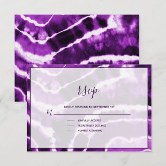 Elegante Tarjeta RSVP de Boda de Mármol Profundo