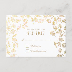 Elegante tarjeta RSVP de Boda de Oro de otoño