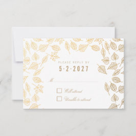 Elegante tarjeta RSVP de Boda de Oro de otoño