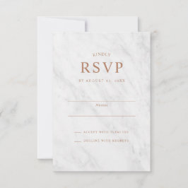 Elegante tarjeta RSVP de Boda de Oro Rosa de Mármo